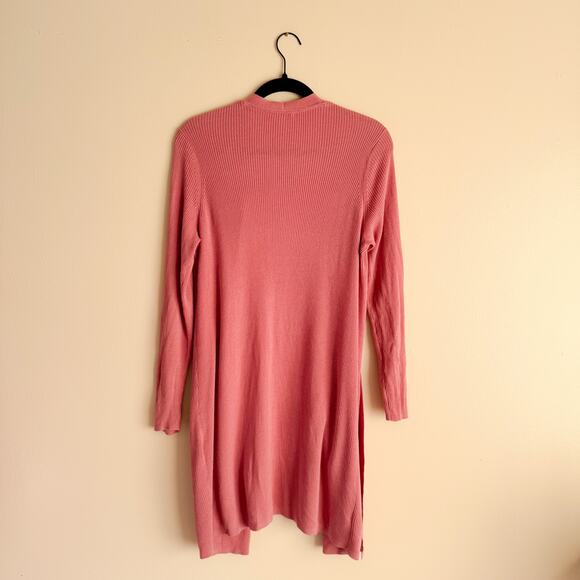 J. Jill Pink Dusty Rose Ribbed Pocket Open Front Duster Cardigan - Small - Picture 7 of 8